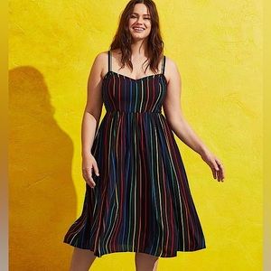 Torrid Rainbow midi challis skater sundress dress, size medium (00)